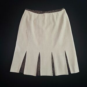 Chadwicks Cream Pencil Skirt Knee-Length Slit